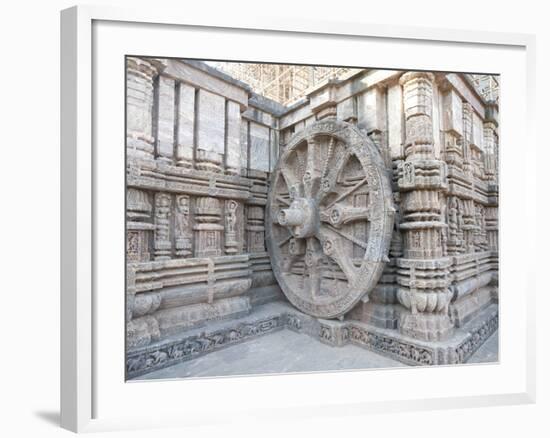 Carved Chariot Wheel on Wall of Konarak Sun Temple, UNESCO World Heritage Site, Konarak, India-Annie Owen-Framed Photographic Print