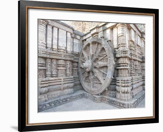 Carved Chariot Wheel on Wall of Konarak Sun Temple, UNESCO World Heritage Site, Konarak, India-Annie Owen-Framed Photographic Print