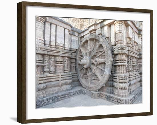 Carved Chariot Wheel on Wall of Konarak Sun Temple, UNESCO World Heritage Site, Konarak, India-Annie Owen-Framed Photographic Print