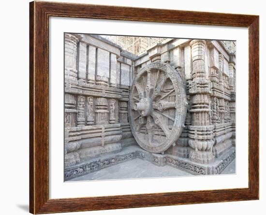 Carved Chariot Wheel on Wall of Konarak Sun Temple, UNESCO World Heritage Site, Konarak, India-Annie Owen-Framed Photographic Print