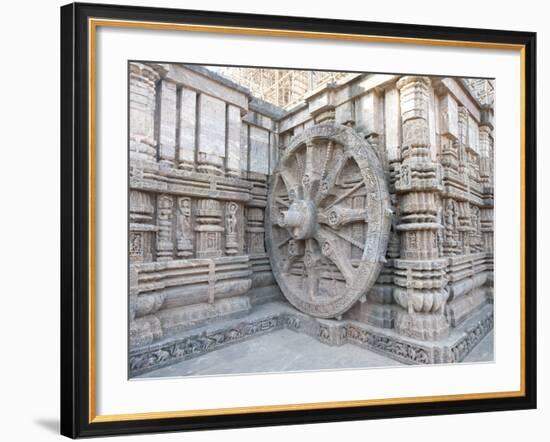 Carved Chariot Wheel on Wall of Konarak Sun Temple, UNESCO World Heritage Site, Konarak, India-Annie Owen-Framed Photographic Print