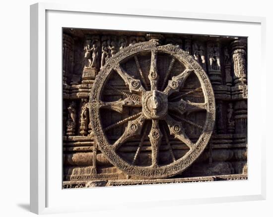 Carved Chariot Wheel, Sun Temple Dedicated to the Hindu Sun God Surya, Konarak, Orissa State-John Henry Claude Wilson-Framed Photographic Print