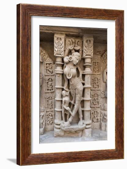 Carved Dancing Girl on Wall of Rani Ki Vav-Annie Owen-Framed Photographic Print