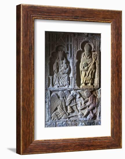 Carved Detail on the Stone Tomb of Alasdair Crotach-Lee Frost-Framed Photographic Print