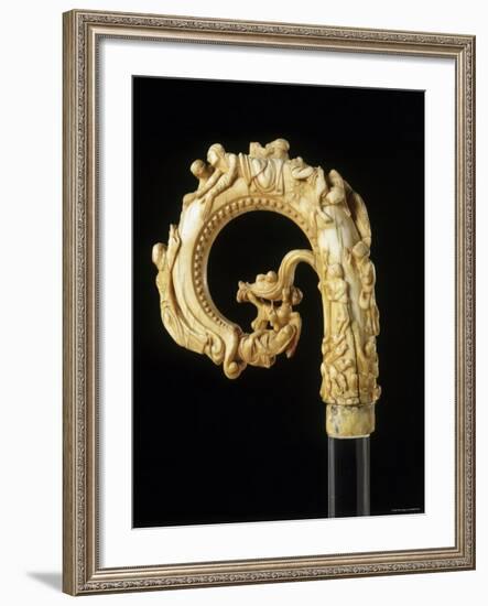 Carved Elephant Ivory Depiction of St. Nicholas Crozier, c.1150-70-null-Framed Photographic Print