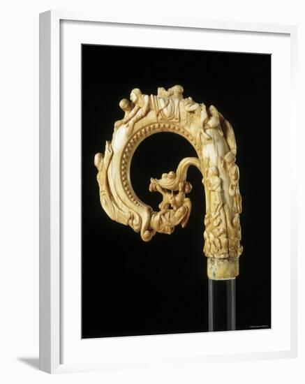 Carved Elephant Ivory Depiction of St. Nicholas Crozier, c.1150-70-null-Framed Photographic Print