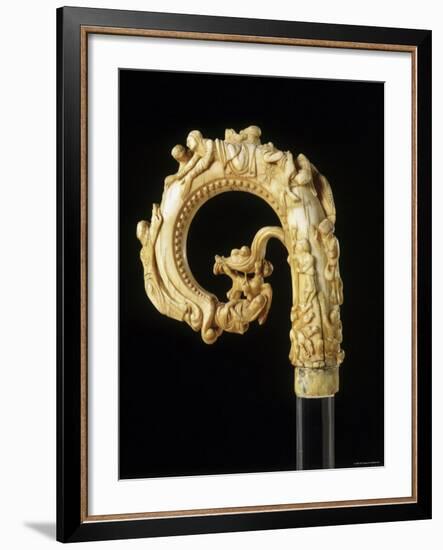 Carved Elephant Ivory Depiction of St. Nicholas Crozier, c.1150-70-null-Framed Photographic Print