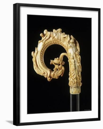 Carved Elephant Ivory Depiction of St. Nicholas Crozier, c.1150-70-null-Framed Photographic Print