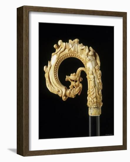 Carved Elephant Ivory Depiction of St. Nicholas Crozier, c.1150-70-null-Framed Photographic Print