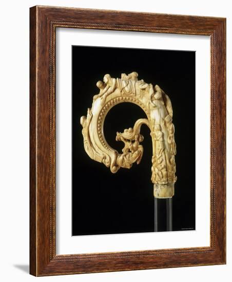 Carved Elephant Ivory Depiction of St. Nicholas Crozier, c.1150-70-null-Framed Photographic Print