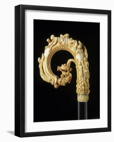 Carved Elephant Ivory Depiction of St. Nicholas Crozier, c.1150-70-null-Framed Photographic Print