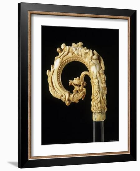 Carved Elephant Ivory Depiction of St. Nicholas Crozier, c.1150-70-null-Framed Photographic Print