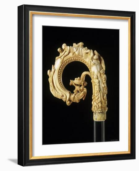 Carved Elephant Ivory Depiction of St. Nicholas Crozier, c.1150-70-null-Framed Photographic Print