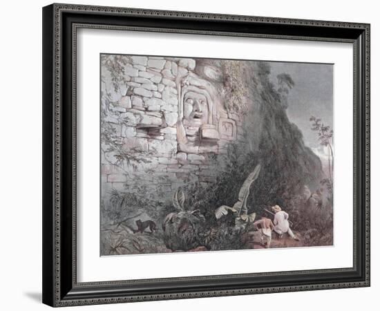 Carved Head of Itzamna in Izamal-Frederick Catherwood-Framed Giclee Print