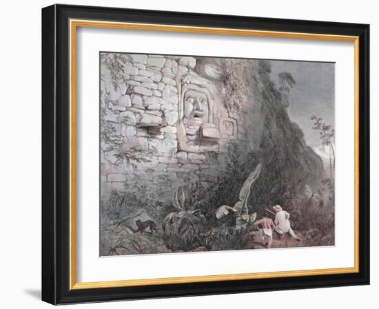 Carved Head of Itzamna in Izamal-Frederick Catherwood-Framed Giclee Print