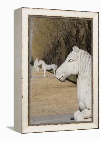 Carved Horse Statues, Changling Sacred Was, Beijing, China-Cindy Miller Hopkins-Framed Premier Image Canvas