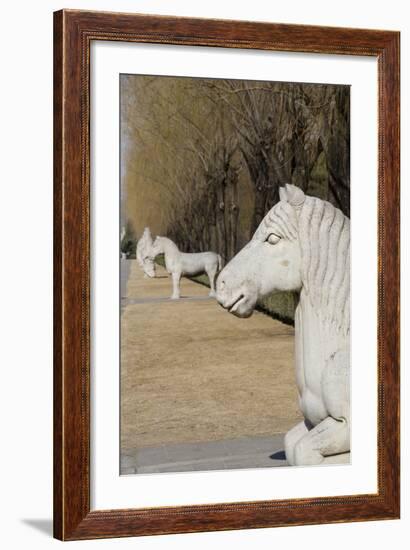 Carved Horse Statues, Changling Sacred Was, Beijing, China-Cindy Miller Hopkins-Framed Photographic Print