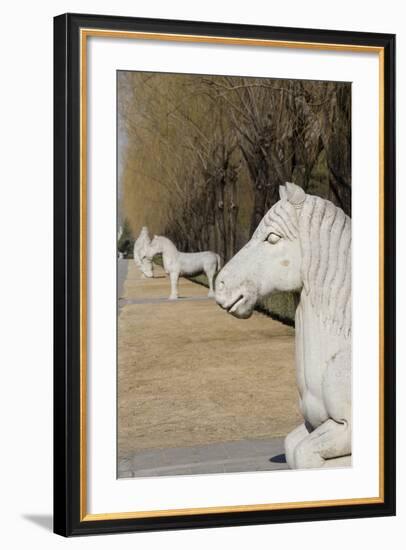 Carved Horse Statues, Changling Sacred Was, Beijing, China-Cindy Miller Hopkins-Framed Photographic Print