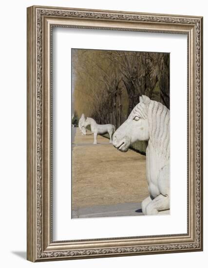 Carved Horse Statues, Changling Sacred Was, Beijing, China-Cindy Miller Hopkins-Framed Photographic Print