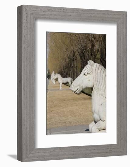 Carved Horse Statues, Changling Sacred Was, Beijing, China-Cindy Miller Hopkins-Framed Photographic Print