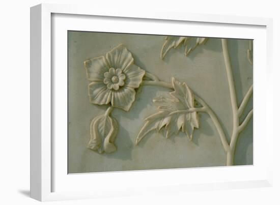 Carved Lotus Flower, Detail from an Exterior Wall, 1643-Ustad Ahmad Lahori-Framed Photographic Print