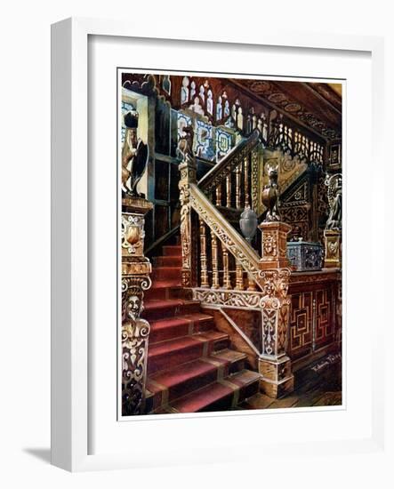 Carved Oaken Stairway, Godinton, 1910-Edwin Foley-Framed Giclee Print