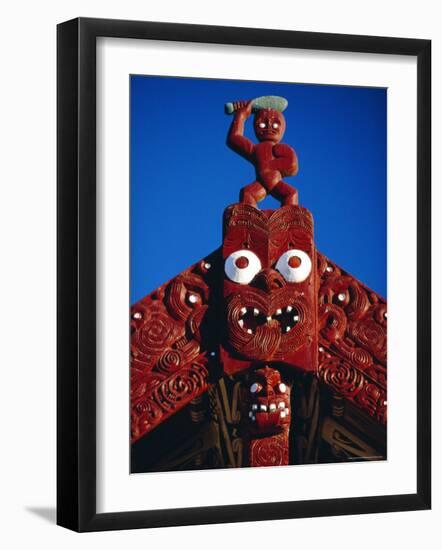 Carved Portal of a Church, Maori Village, Whakarewarewa Thermal and Cultural Area in Rotorua-Robert Francis-Framed Photographic Print