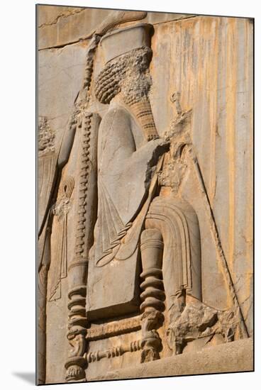 Carved relief of Darius the Great, builder of Persepolis, UNESCO World Heritage Site, Iran, Middle -James Strachan-Mounted Photographic Print