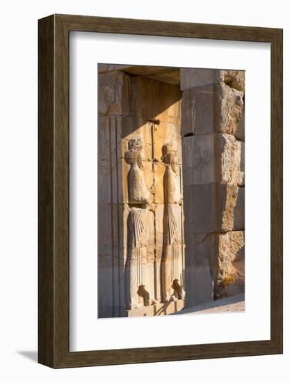 Carved relief of Royal Persian Guards, Persepolis, UNESCO World Heritage Site, Iran, Middle East-James Strachan-Framed Photographic Print