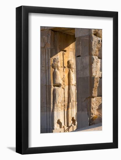 Carved relief of Royal Persian Guards, Persepolis, UNESCO World Heritage Site, Iran, Middle East-James Strachan-Framed Photographic Print