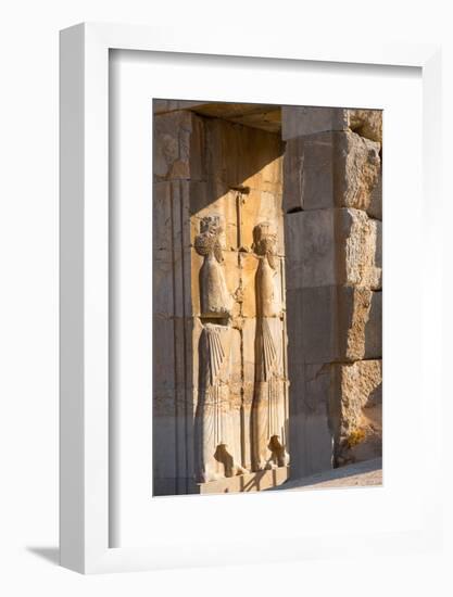 Carved relief of Royal Persian Guards, Persepolis, UNESCO World Heritage Site, Iran, Middle East-James Strachan-Framed Photographic Print