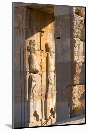 Carved relief of Royal Persian Guards, Persepolis, UNESCO World Heritage Site, Iran, Middle East-James Strachan-Mounted Photographic Print