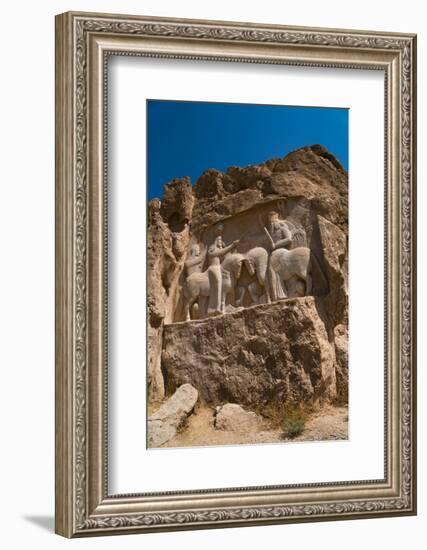 Carved relief of the Investiture of Ardashir I, 224-239 AD, Naqsh-e Rostam Necropolis, near Persepo-James Strachan-Framed Photographic Print