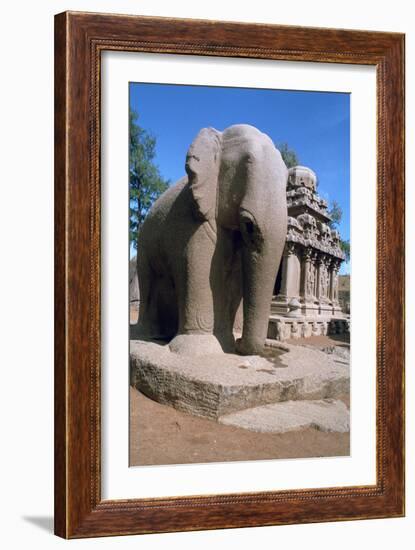 Carved Stone Elephant, Five Rathas, Mahabalipuram, Tamil Nadu, India-Vivienne Sharp-Framed Photographic Print