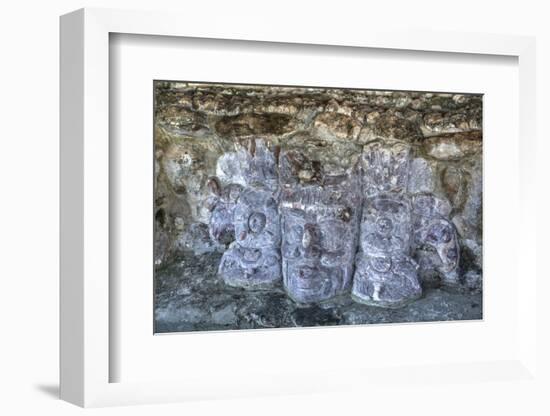 Carved Stone Masks, Temple of Masks, Edzna-Richard Maschmeyer-Framed Photographic Print