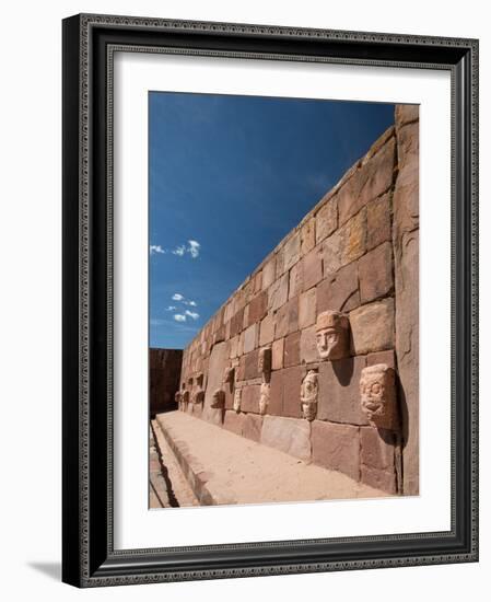 Carved Stone Tenon-Heads in a Wall of a Semi-Subterranean Temple in Tiwanaku-Alex Saberi-Framed Photographic Print