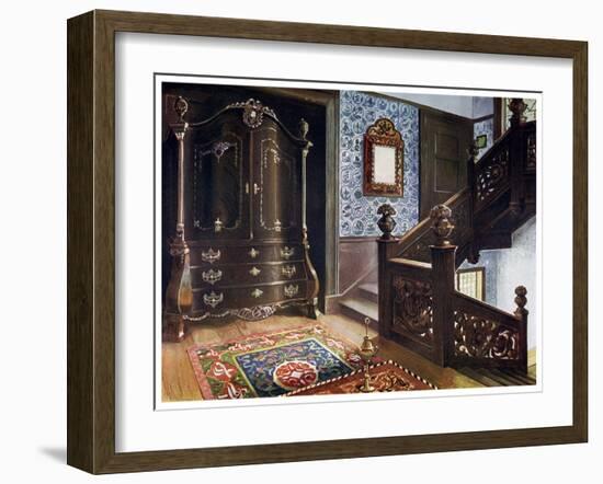 Carved Walnut Bombe Armoire with Chased Mounts, 1910-Edwin Foley-Framed Giclee Print