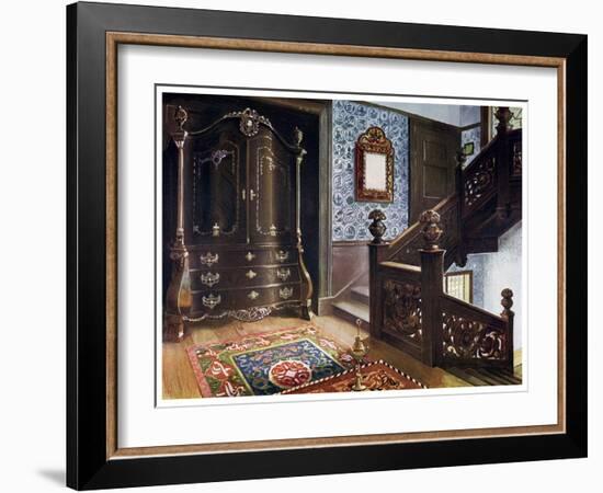 Carved Walnut Bombe Armoire with Chased Mounts, 1910-Edwin Foley-Framed Giclee Print