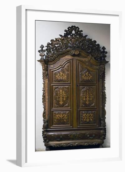 Carved Walnut Wardrobe, 1783, Girona Cabinetry School, Spain-null-Framed Giclee Print