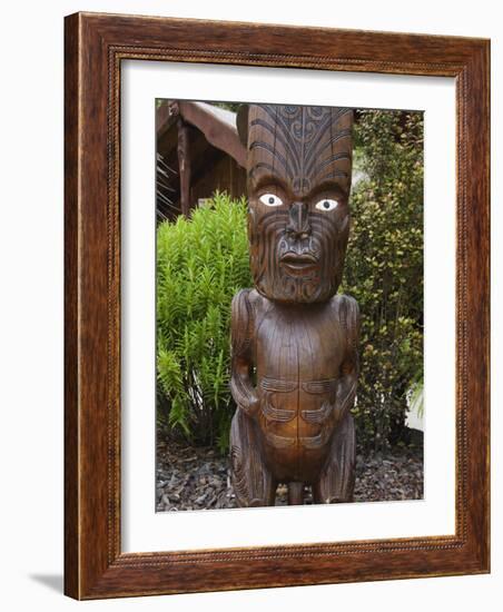 Carved Wood Figures, Te Puia Maori Village, Rotorua, Taupo Volcanic Zone, North Island, New Zealand-Kober Christian-Framed Photographic Print