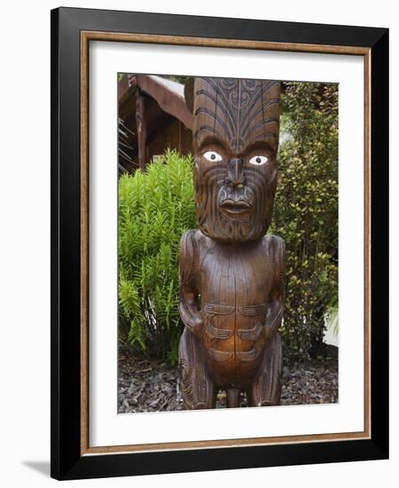 Carved Wood Figures, Te Puia Maori Village, Rotorua, Taupo Volcanic Zone, North Island, New Zealand-Kober Christian-Framed Photographic Print