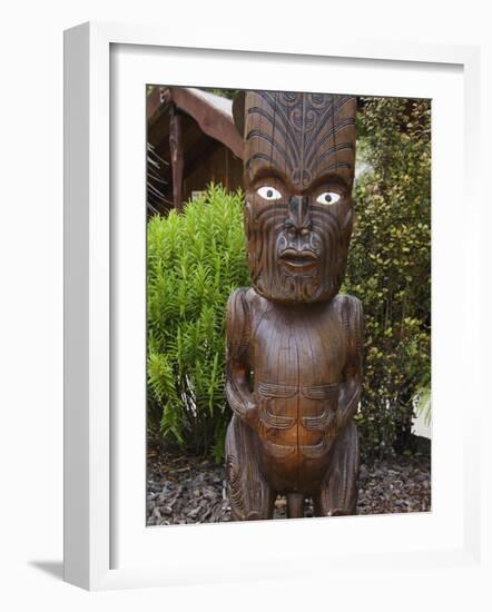 Carved Wood Figures, Te Puia Maori Village, Rotorua, Taupo Volcanic Zone, North Island, New Zealand-Kober Christian-Framed Photographic Print