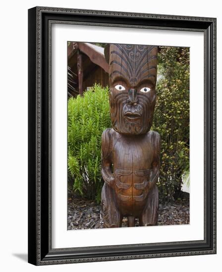 Carved Wood Figures, Te Puia Maori Village, Rotorua, Taupo Volcanic Zone, North Island, New Zealand-Kober Christian-Framed Photographic Print