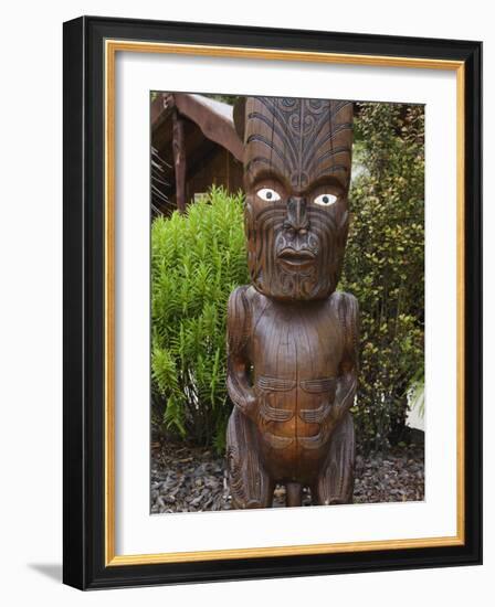 Carved Wood Figures, Te Puia Maori Village, Rotorua, Taupo Volcanic Zone, North Island, New Zealand-Kober Christian-Framed Photographic Print