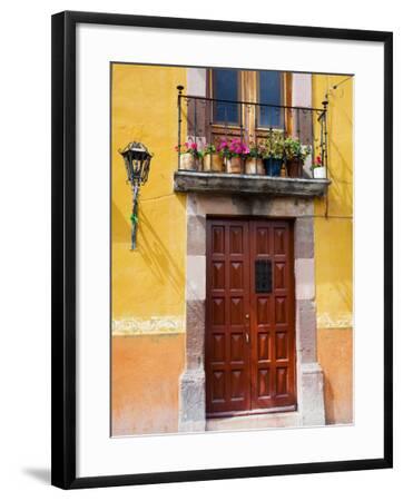 Carved Wooden Door And Balcony San Miguel Guanajuato State