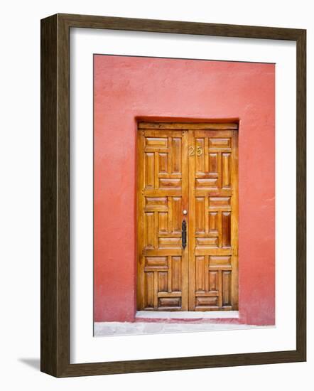 Carved Wooden Door, San Miguel, Guanajuato State, Mexico-Julie Eggers-Framed Photographic Print