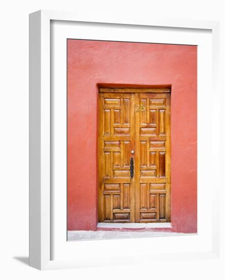 Carved Wooden Door, San Miguel, Guanajuato State, Mexico-Julie Eggers-Framed Photographic Print