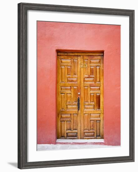 Carved Wooden Door, San Miguel, Guanajuato State, Mexico-Julie Eggers-Framed Photographic Print