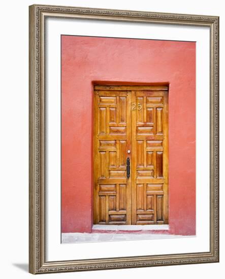 Carved Wooden Door, San Miguel, Guanajuato State, Mexico-Julie Eggers-Framed Photographic Print