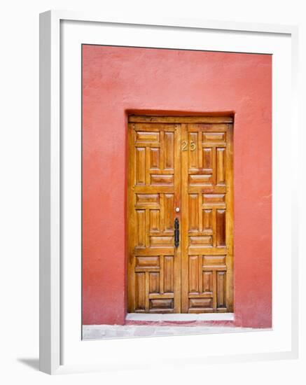 Carved Wooden Door, San Miguel, Guanajuato State, Mexico-Julie Eggers-Framed Photographic Print